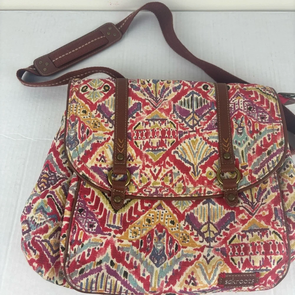 Sakroots Convertible Backpack Shoulder Bag-Mult Colored Boho Pattern Canvas